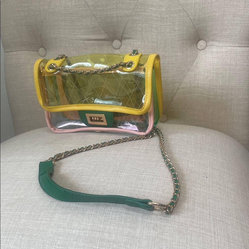 Transparent Yellow and Green Chain Bag